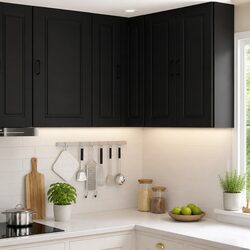 57x57x80cm Black Wall Corner Kitchen Cabinet with Storage
