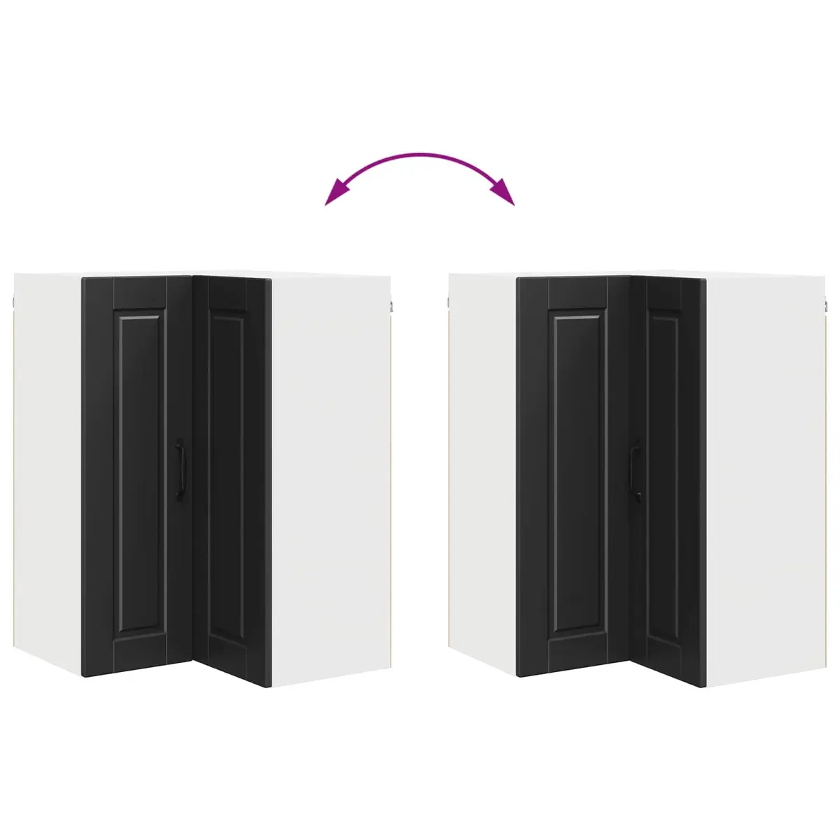 57x57x80cm Black Wall Corner Kitchen Cabinet with Storage
