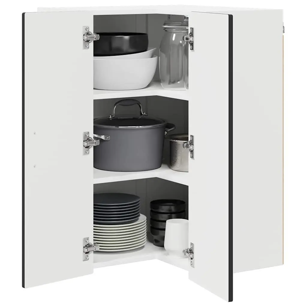 57x57x80cm Black Wall Corner Kitchen Cabinet with Storage