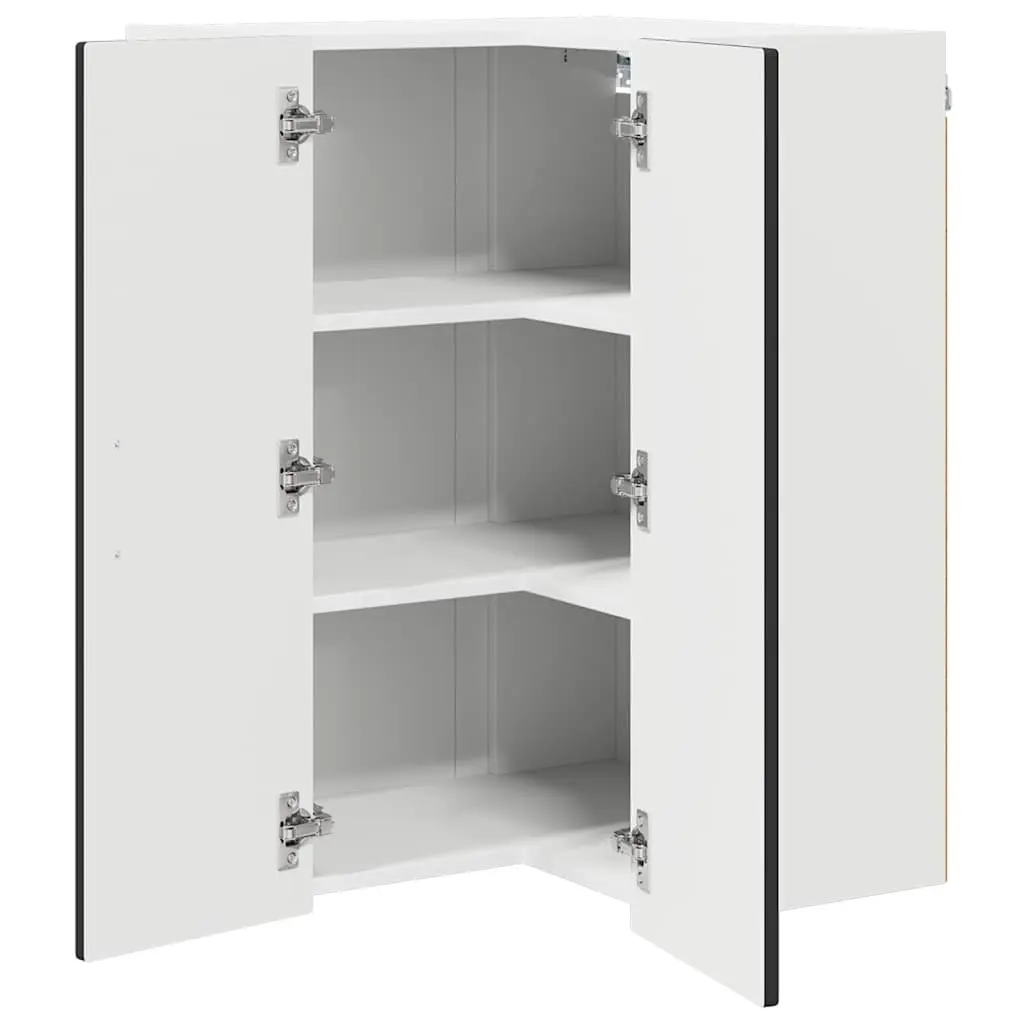 57x57x80cm Black Wall Corner Kitchen Cabinet with Storage