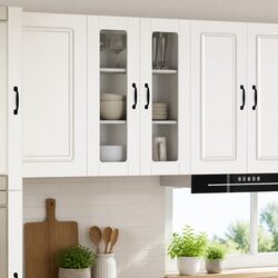 Wall Mounted Glass Kitchen Cabinet White Storage Unit 60x31x80cm Engineered Wood