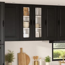 Durable Black Wall Glass Cabinet for Modern Kitchens