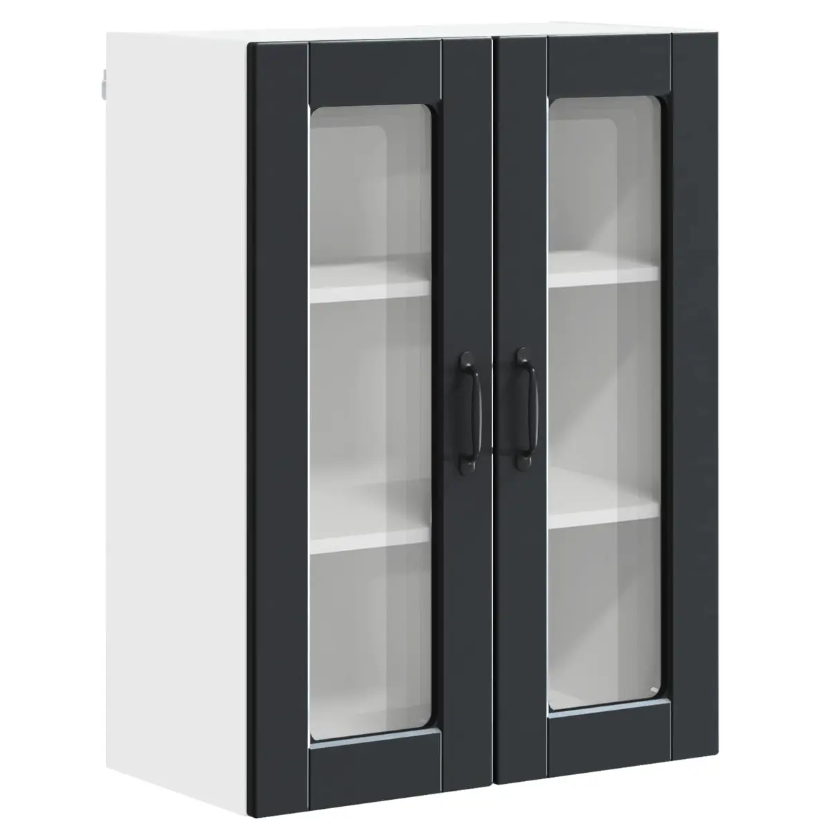 Wall Glass Cabinet Engineered Wood 60x31x80cm Black