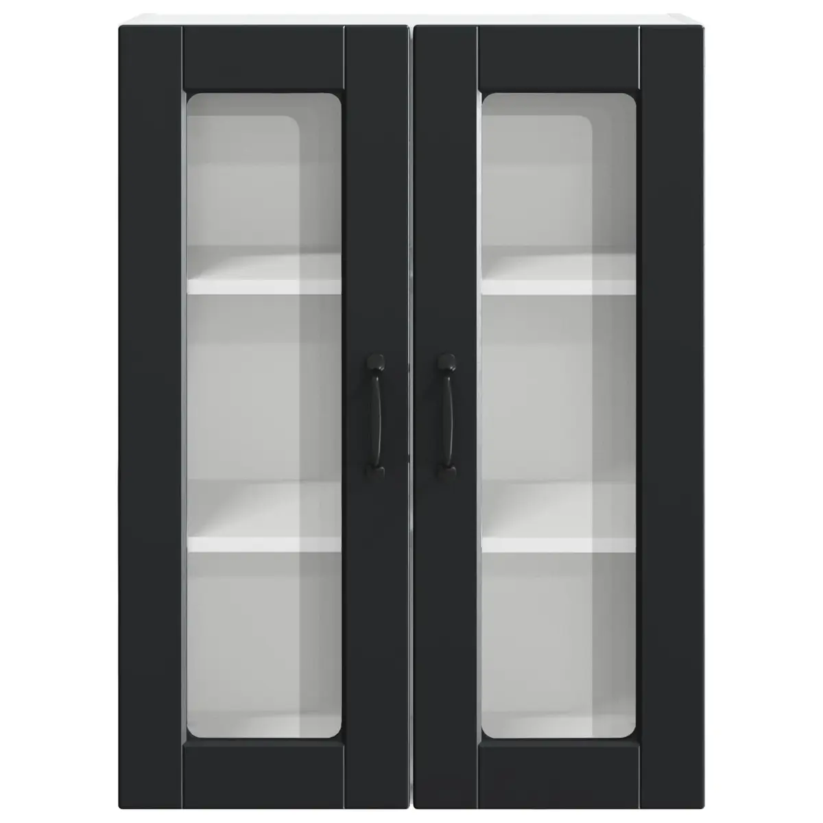 Wall Glass Cabinet Engineered Wood 60x31x80cm Black