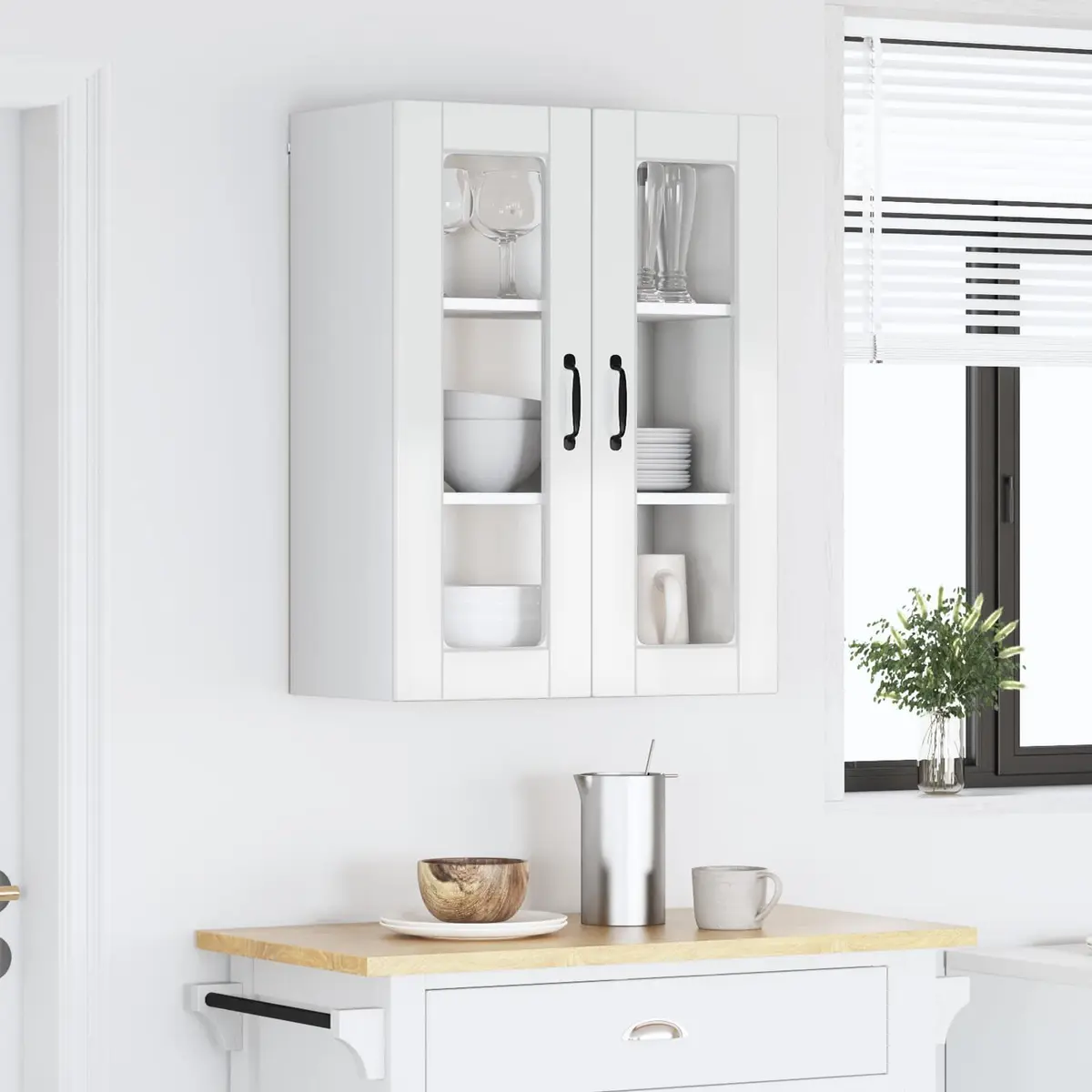 Wall Mounted Kitchen Cabinet Engineered Wood 60 x 31 x 80 cm High Gloss White