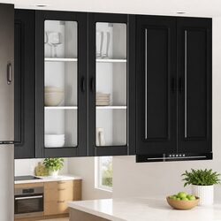 Stylish Black Wall Glass Cabinet for Modern Kitchens