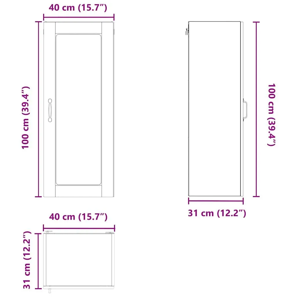 Wall-mounted Kitchen Cabinet Engineered Wood 40x31x100cm High Gloss White