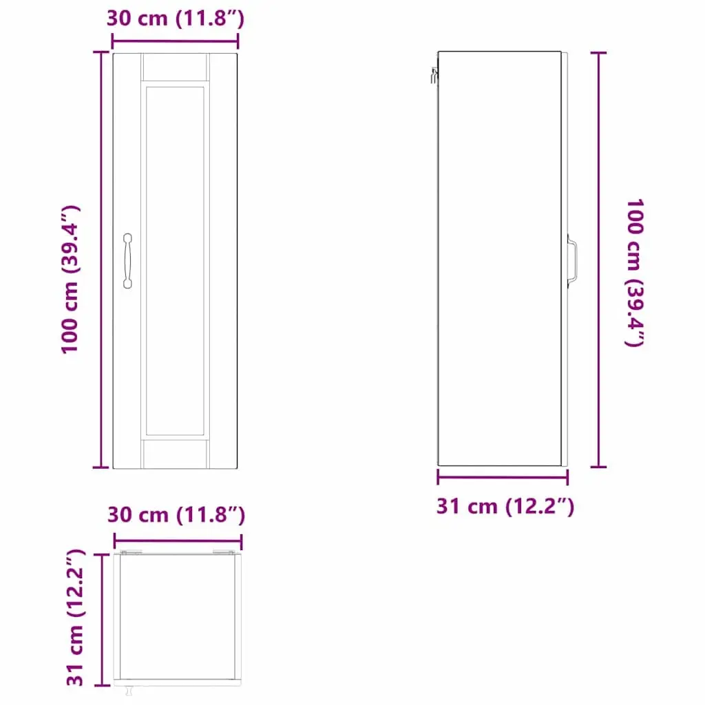 Wall Cabinet Engineered Wood 30x31x100cm White