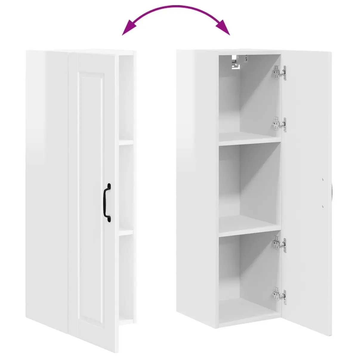 High Gloss White Engineered Wood Wall Cabinet