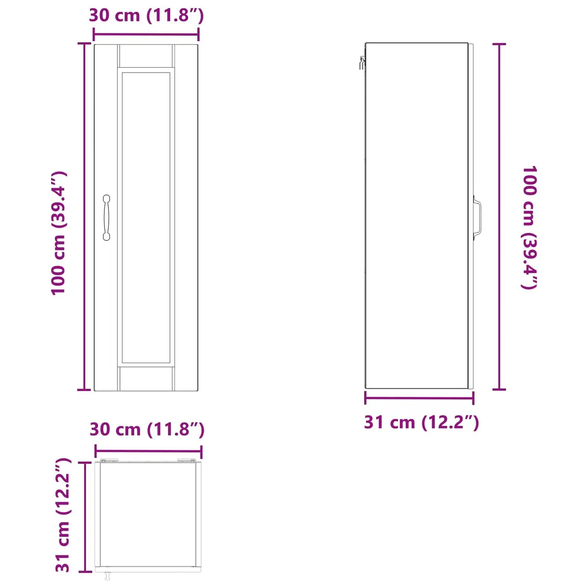 High Gloss White Engineered Wood Wall Cabinet