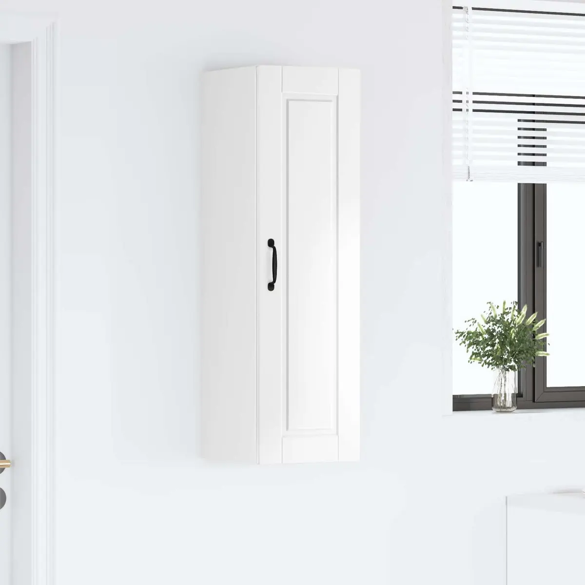 High Gloss White Engineered Wood Wall Cabinet