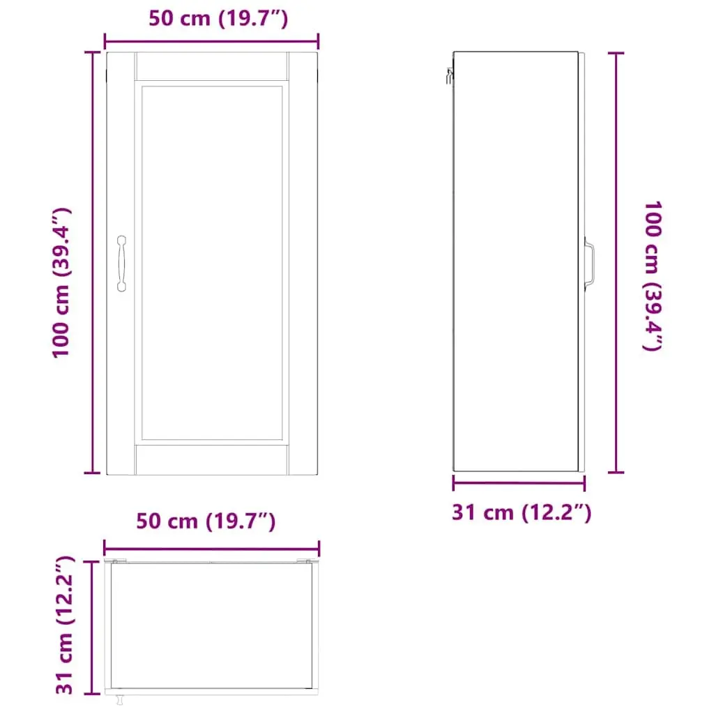 Kitchen Cabinet Wall-Mounted Storage White 50x31x100cm Engineered Wood
