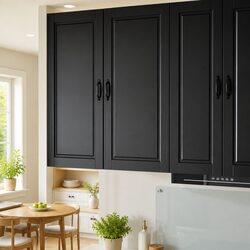 Stylish Black Engineered Wood Wall Cabinet for Kitchens