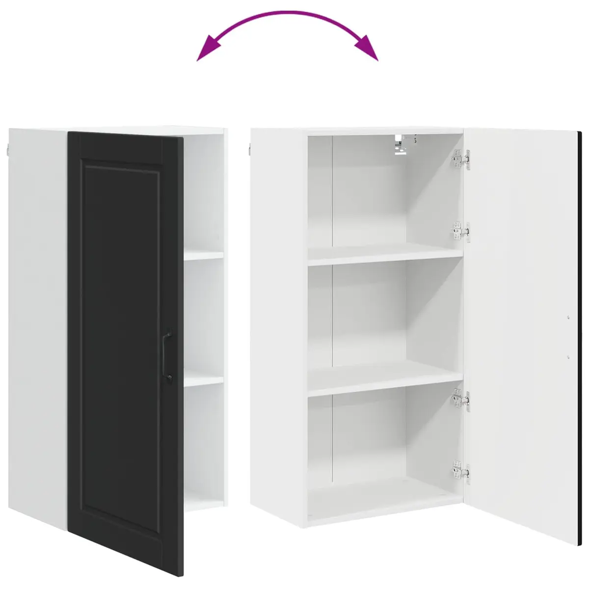 Black Engineered Wood Wall Cabinet for Kitchens