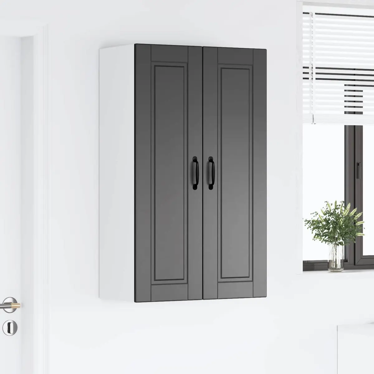 Black Wall-Mounted Kitchen Cabinet 60x31x100cm
