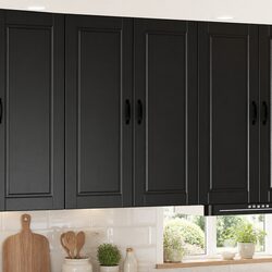 Modern Wall-Mounted Kitchen Cabinet with Black Finish