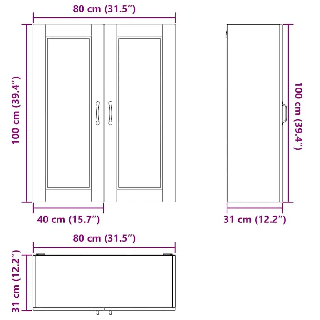Wall-Mounted Kitchen Cabinet with Black Finish