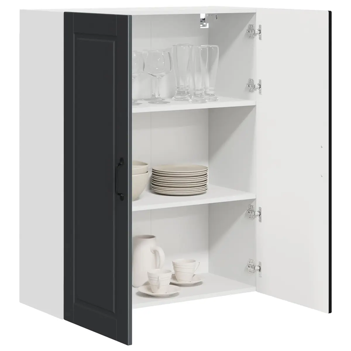 Wall-Mounted Kitchen Cabinet with Black Finish