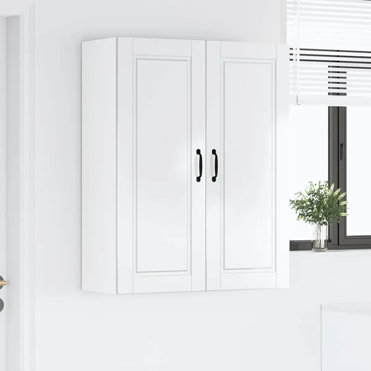 High Gloss White Engineered Wood Wall-Mounted Kitchen Cabinet