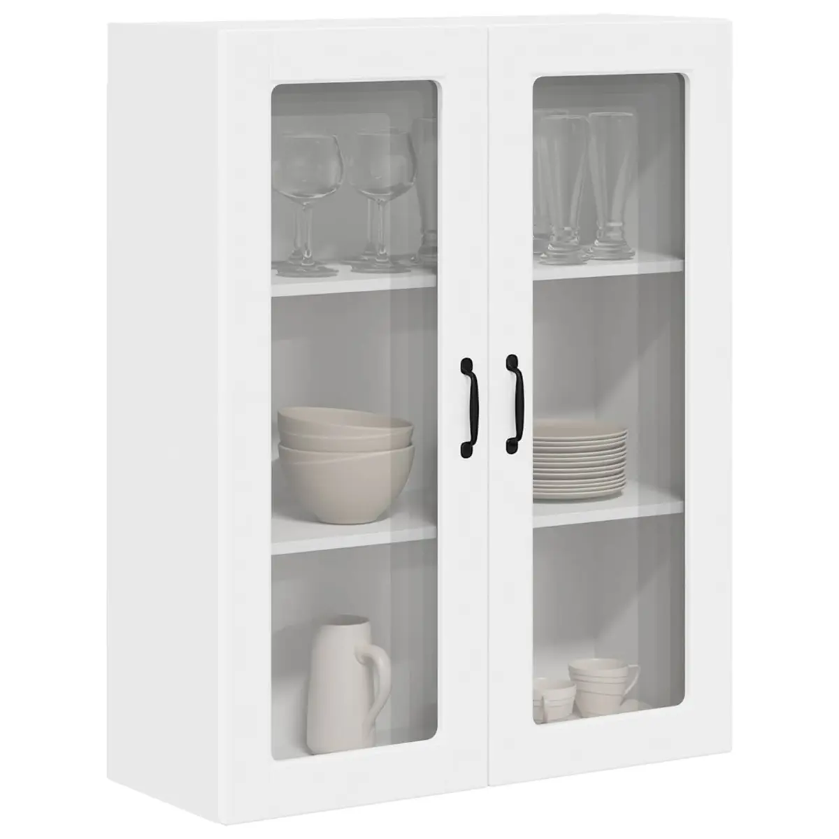 Wall Mounted Glass Kitchen Cabinet in White