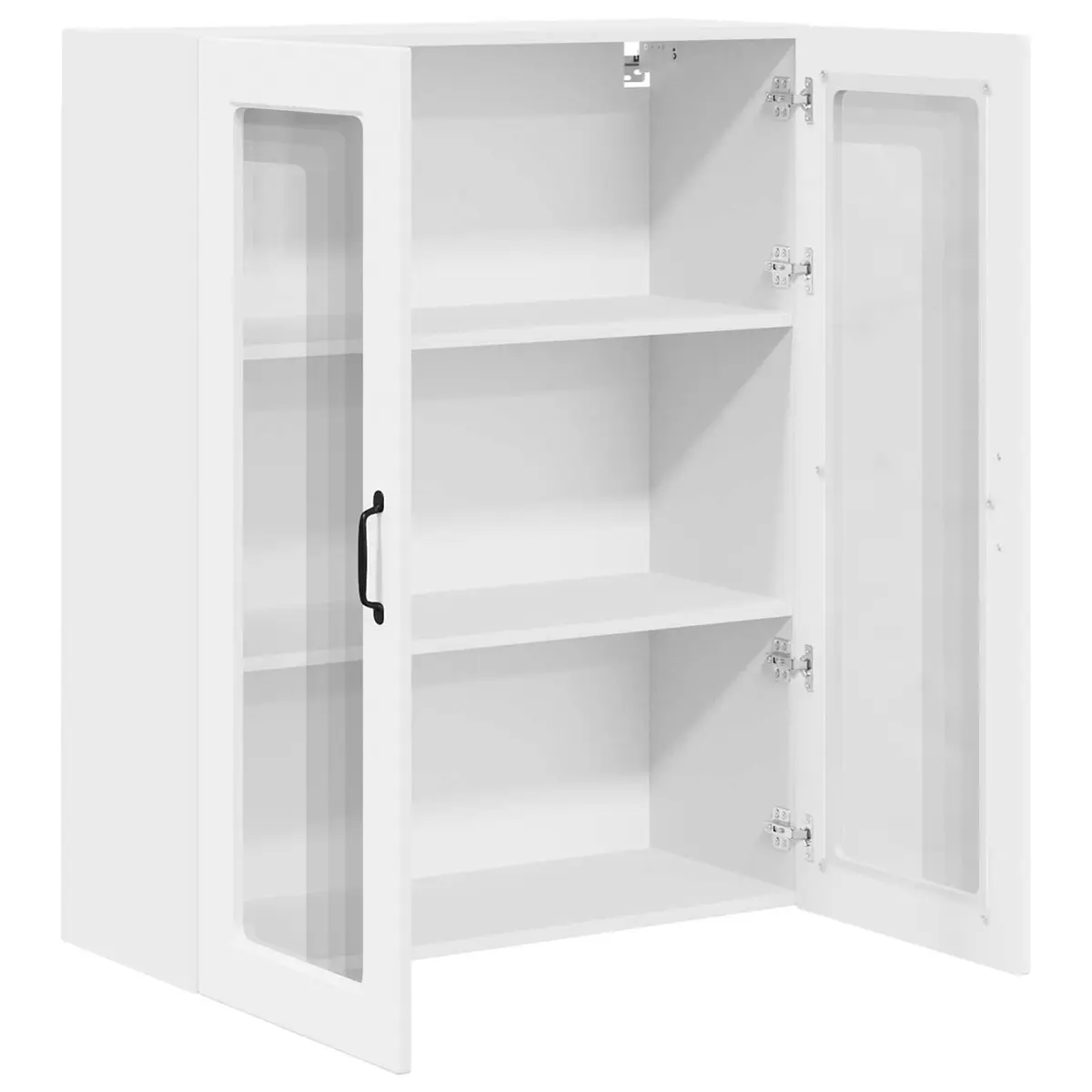 Wall Mounted Glass Kitchen Cabinet in White