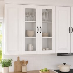 High Gloss White Wall-Mounted Kitchen Cabinet with Shelves