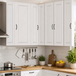 Modern White Wall-Mounted Corner Kitchen Cabinet 57x57x100cm