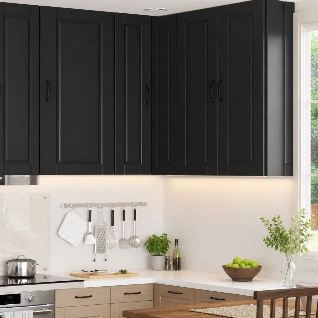 Corner Kitchen Cabinet Engineered Wood 57x57x100cm Black