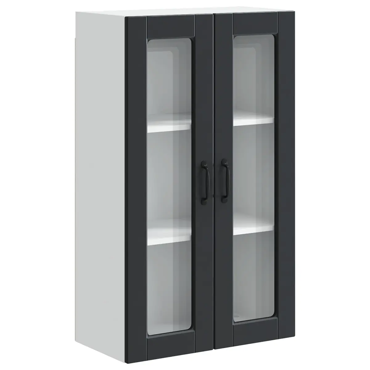 Black Wall-Mounted Glass Kitchen Cabinet 60x31x100cm