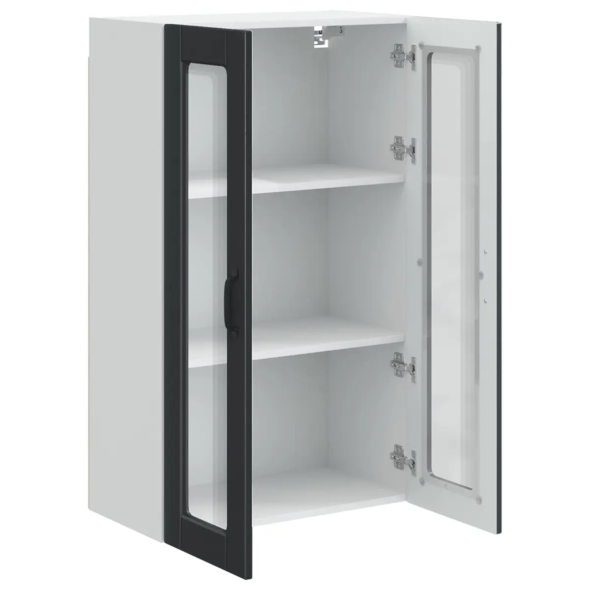 Black Wall-Mounted Glass Kitchen Cabinet 60x31x100cm