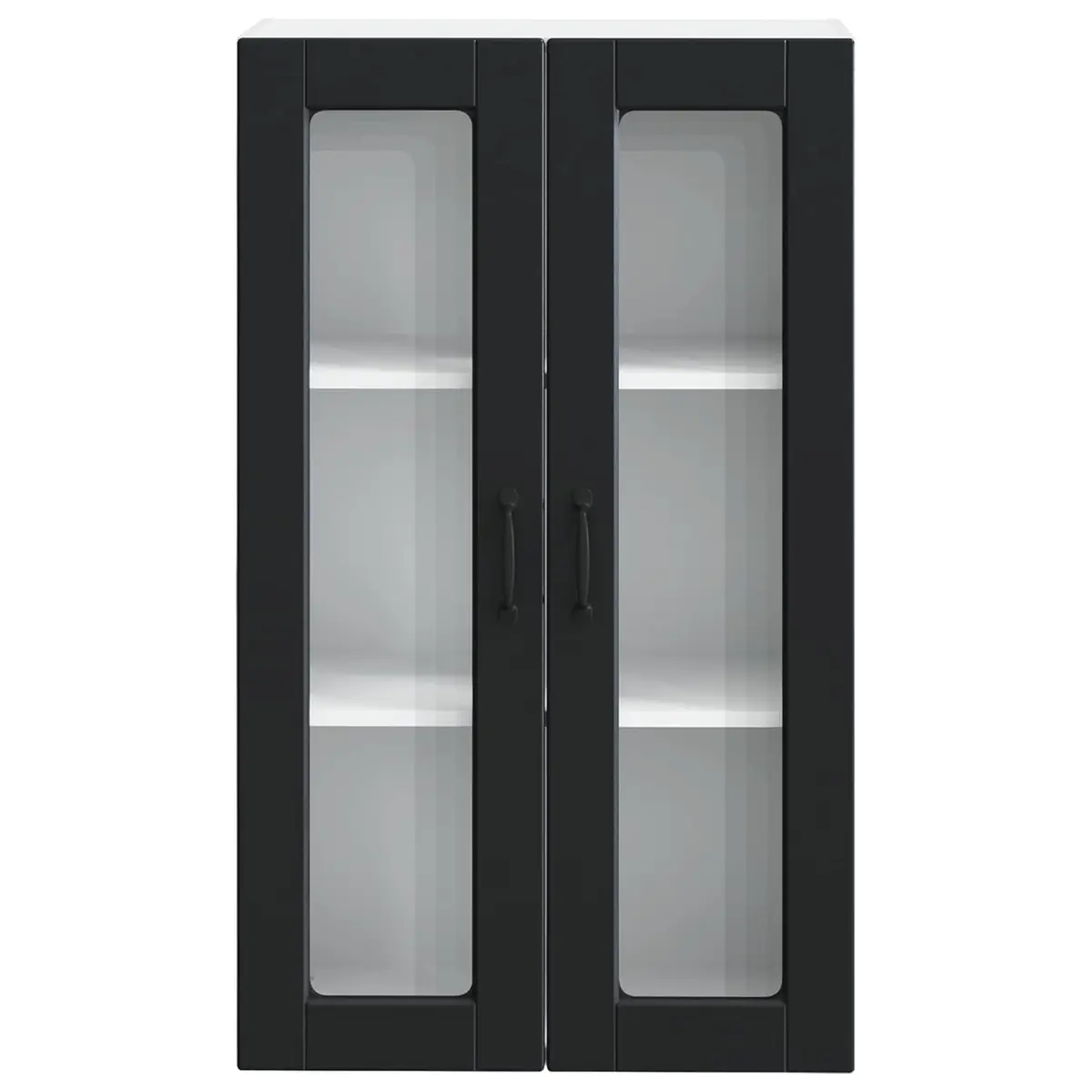 Black Wall-Mounted Glass Kitchen Cabinet 60x31x100cm