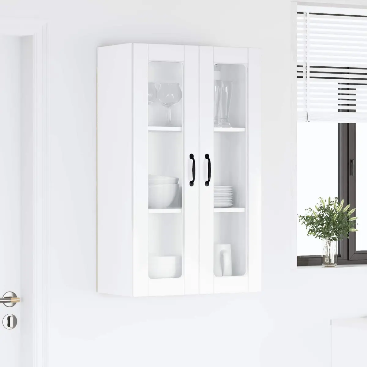 High Gloss White Wall-Mounted Kitchen Storage Cabinet