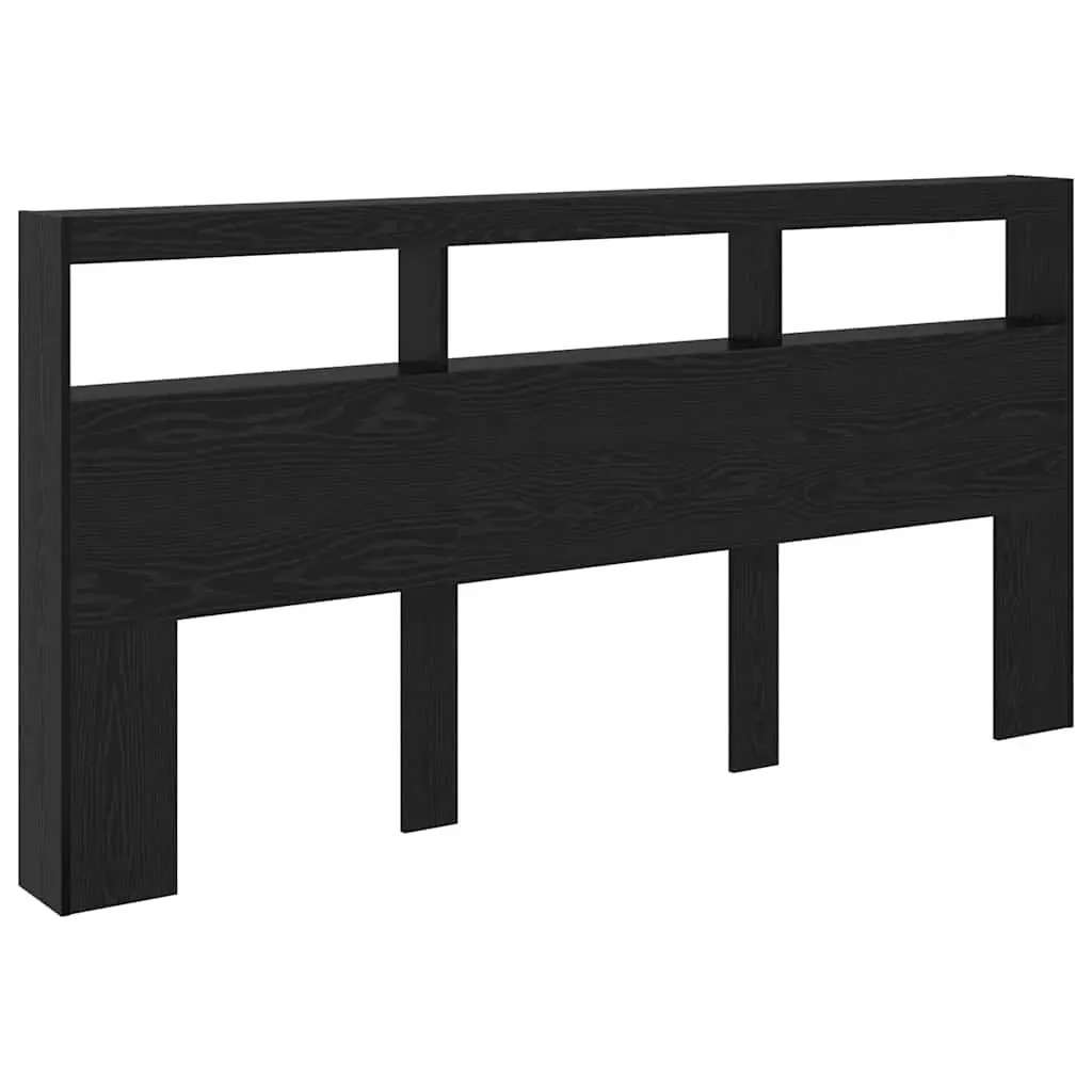 Black Engineered Wood Headboard with LED Light