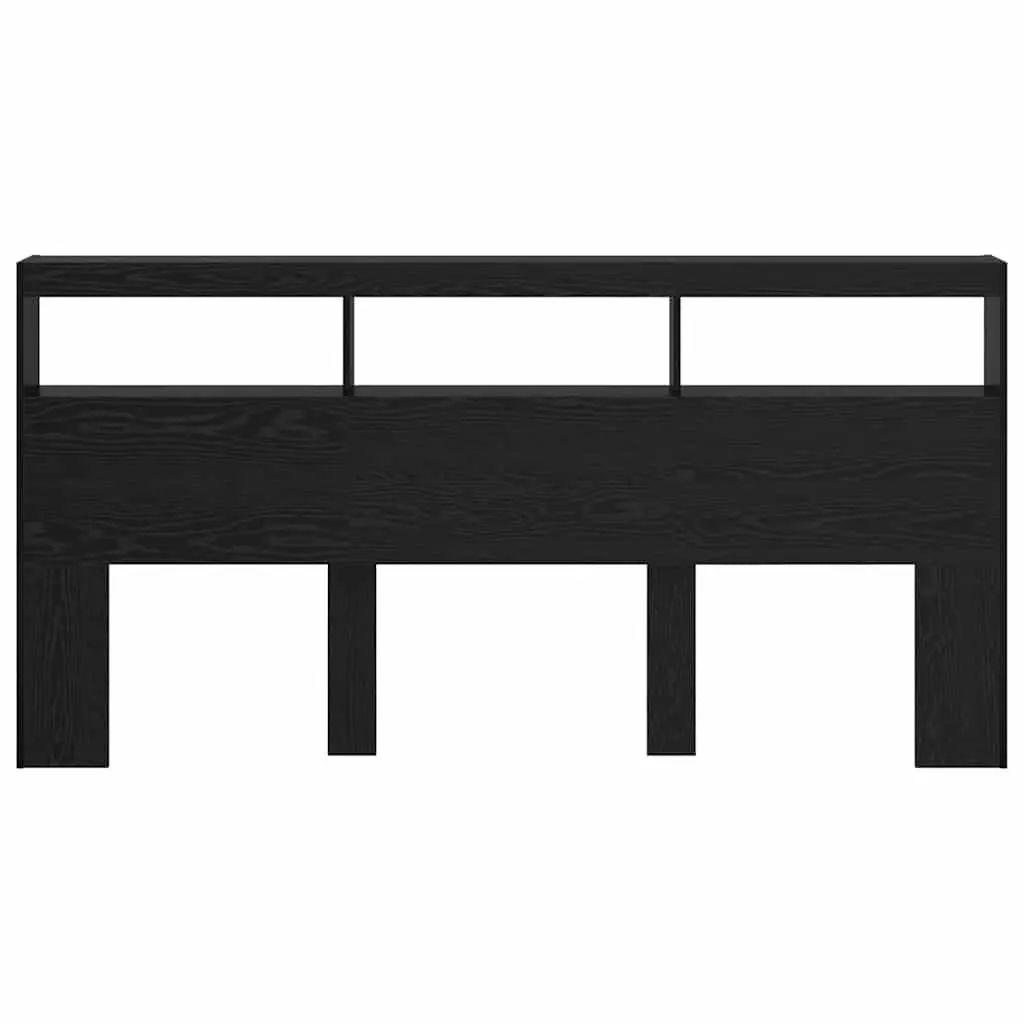 Black Engineered Wood Headboard with LED Light