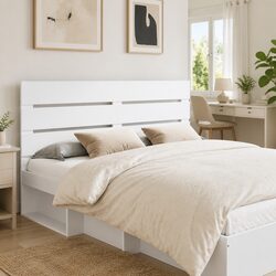 White Engineered Wood Headboard Modern Minimalist Design Bedroom Furniture