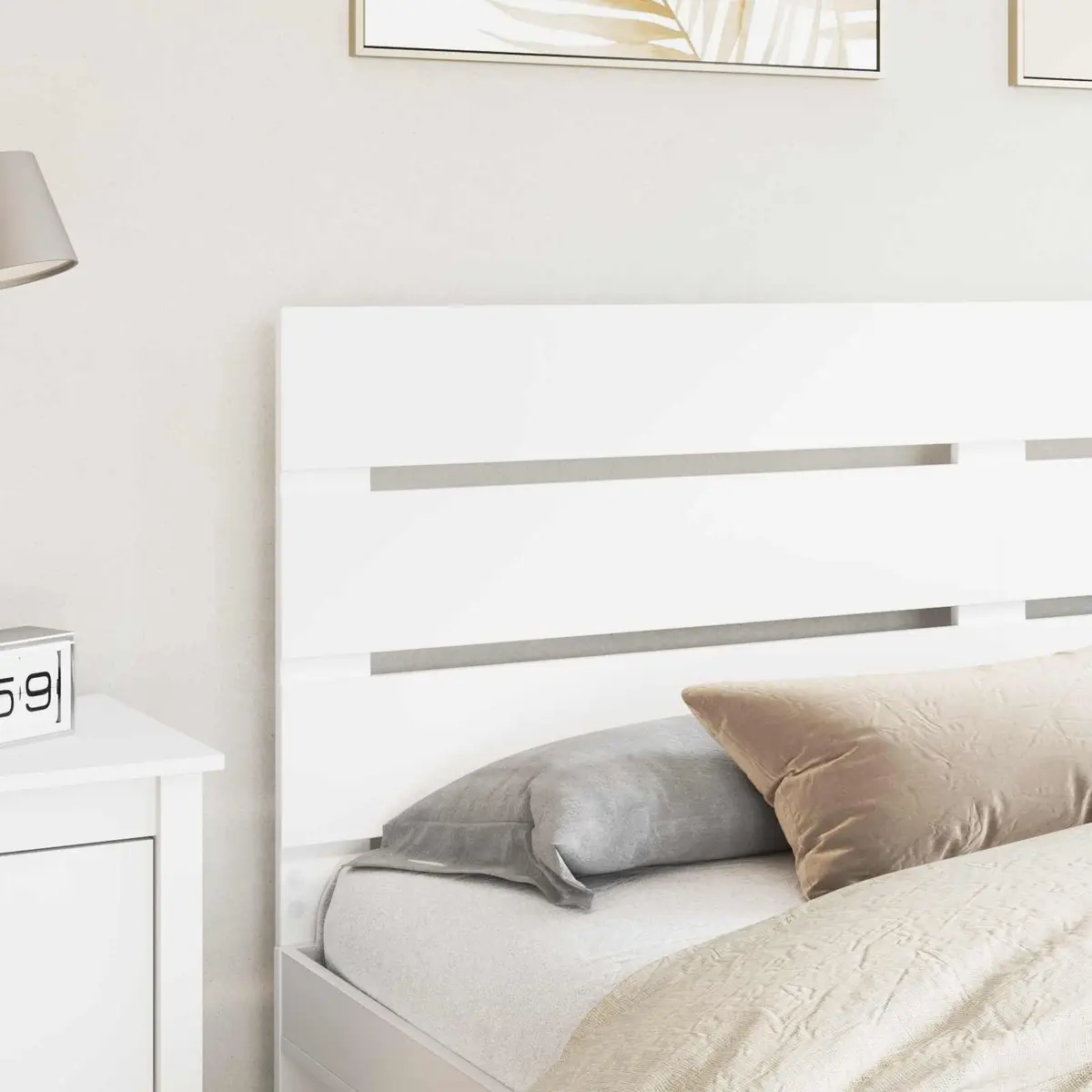 White Engineered Wood Headboard for Modern Bedrooms