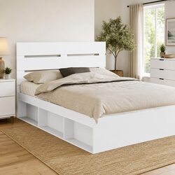 Stylish White Engineered Wood Headboard for Modern Bedrooms