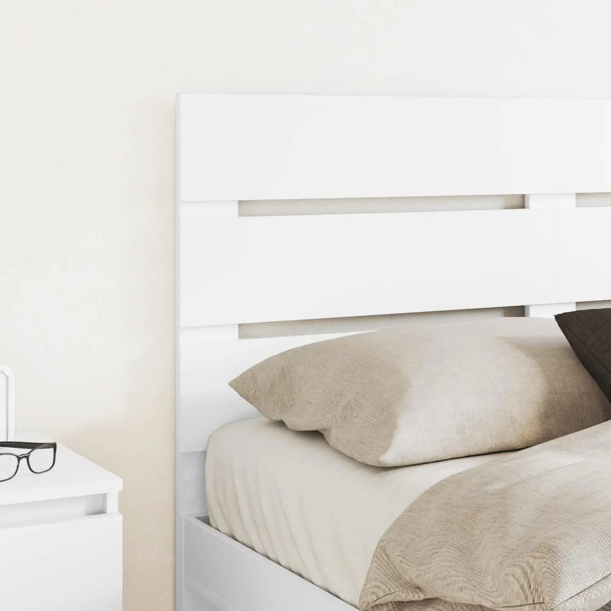 White Engineered Wood Headboard for Modern Bedrooms