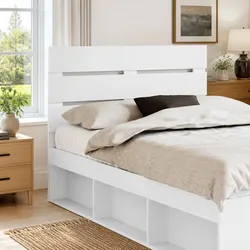 Sturdy White Engineered Wood Headboard for Modern Spaces