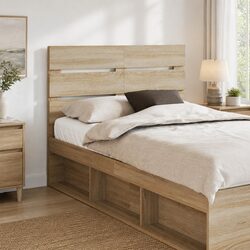 Durable Modern Brown Rectangular Engineered Wood Headboard