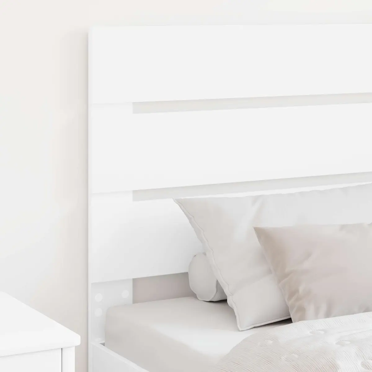 White Engineered Wood Headboard for Modern Bedrooms