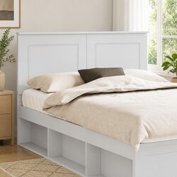 Modern White Wall-Mounted Headboard with Adjustable Height
