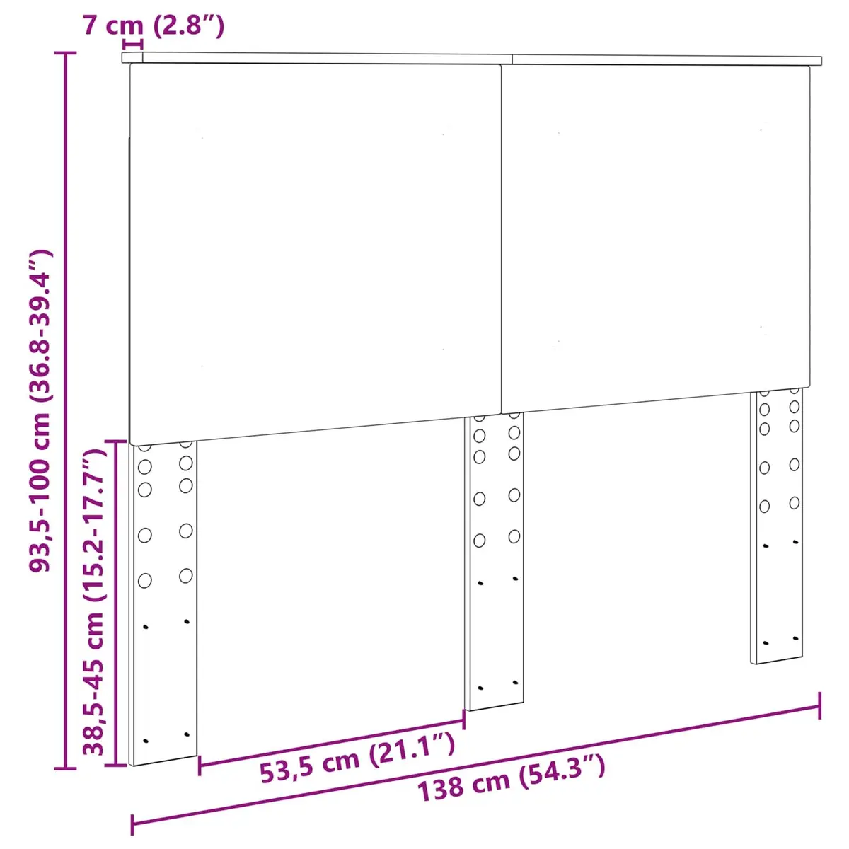 White Wall-Mounted Headboard with Adjustable Height