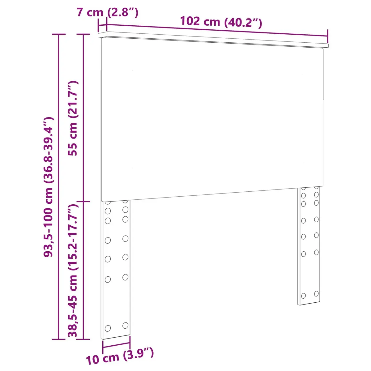 Headboard White 100 cm Modern Wall-Mounted Bedroom Adjustable Height Engineered