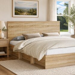 Durable Brown Engineered Wood Modern Headboard 180cm
