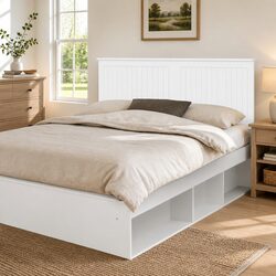 Sturdy White Engineered Wood Headboard 150cm