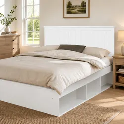 Sturdy White Engineered Wood Headboard 150cm