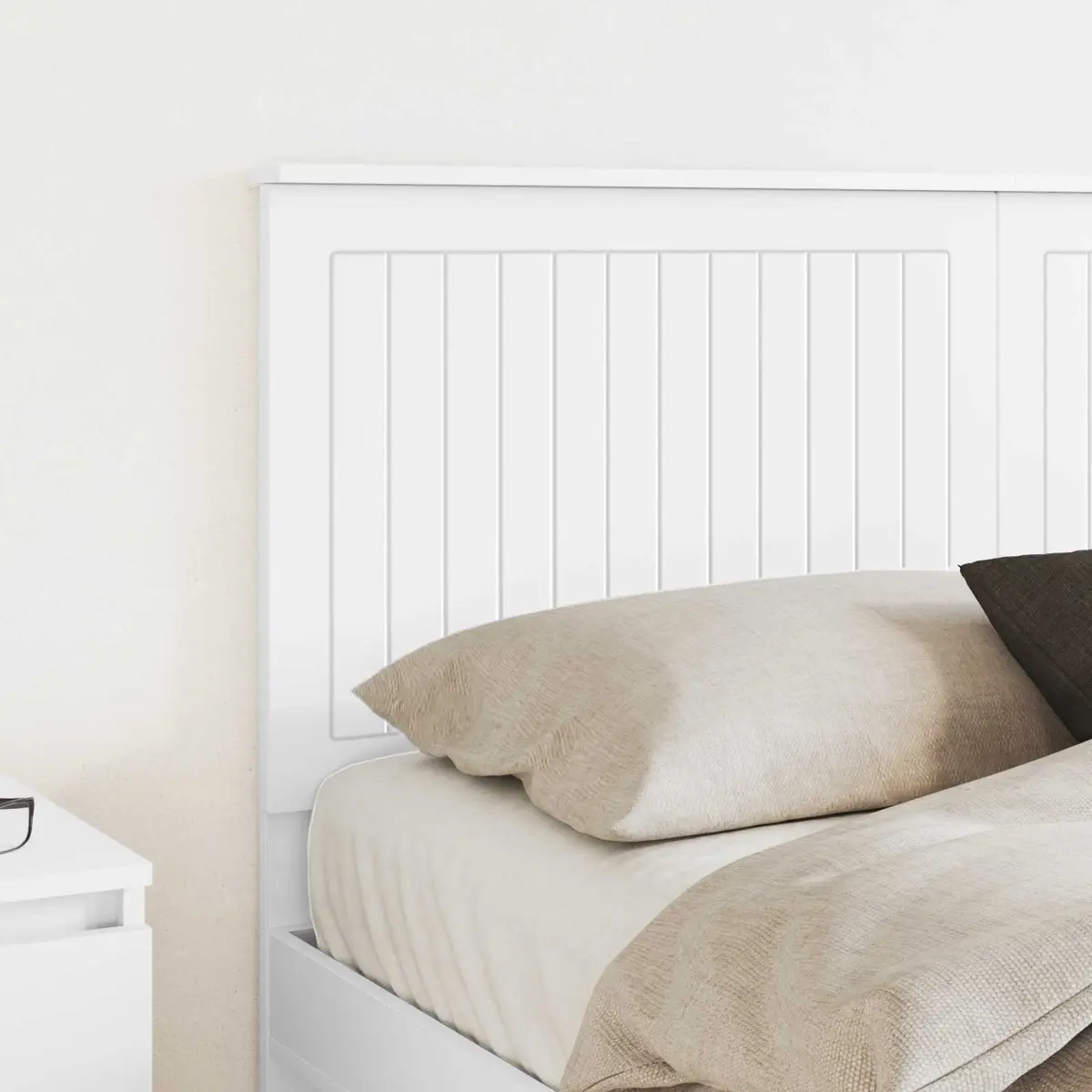 Headboard Engineered Wood 150cm White Contemporary Minimalist