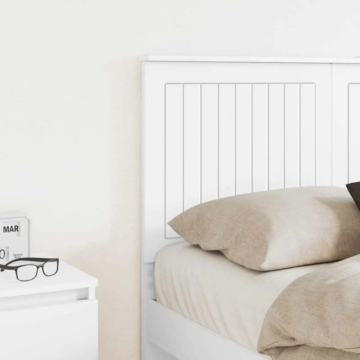 White Engineered Wood Headboard for Modern Bedrooms