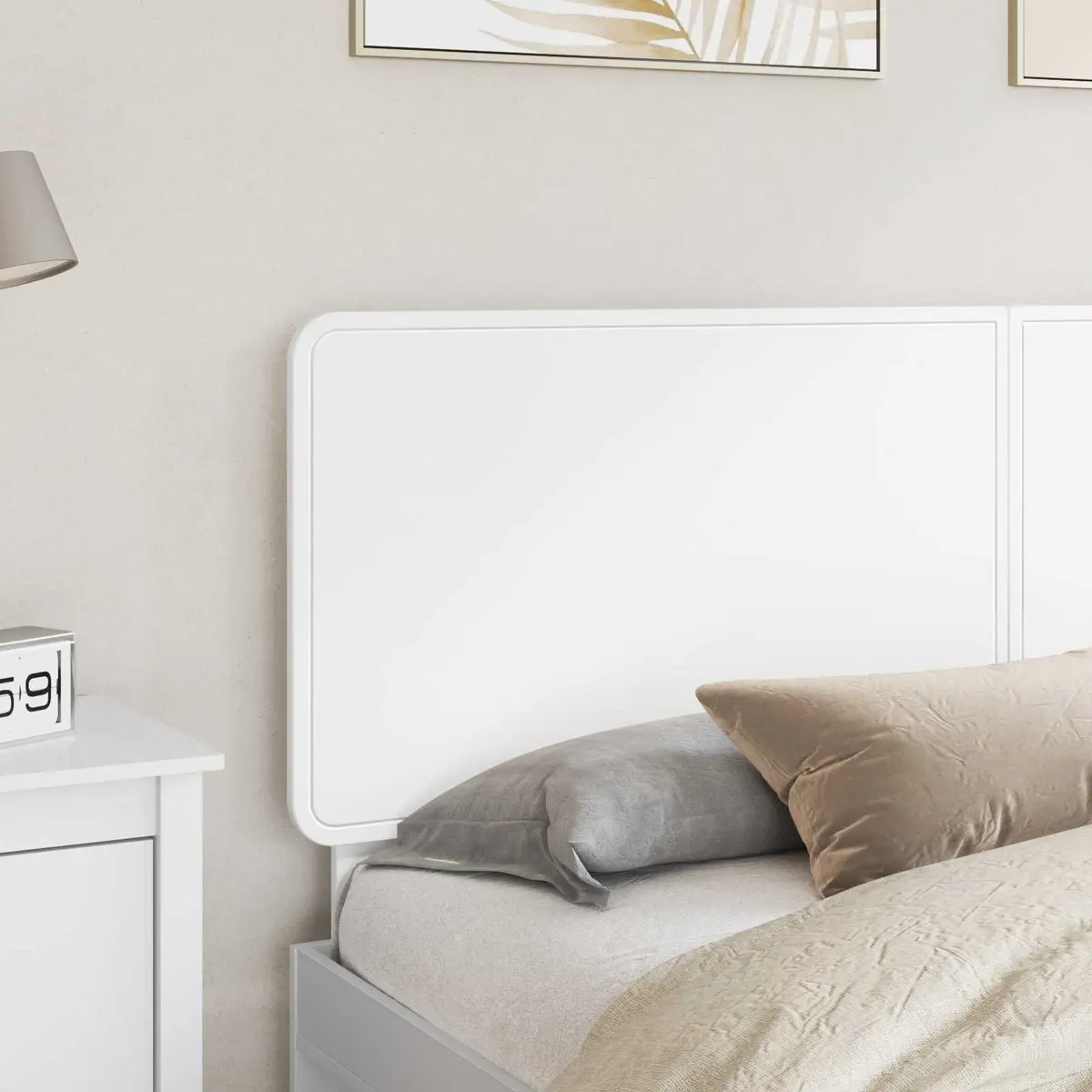 White Headboard with Engineered Wood Construction
